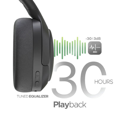 Lycka Fusion ANC Bluetooth Headphones, Active Noise Cancellation, Tuned Equalizer, 30 Hours Longest Playback, 500 mAh Battery (Black)