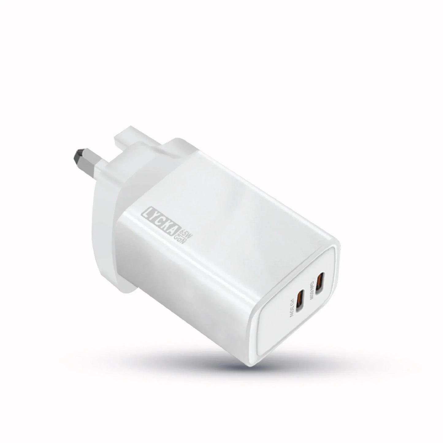 Lycka Boost 65W Laptop and Travel Adapter, Dual Type-C ports, Max 65W Output