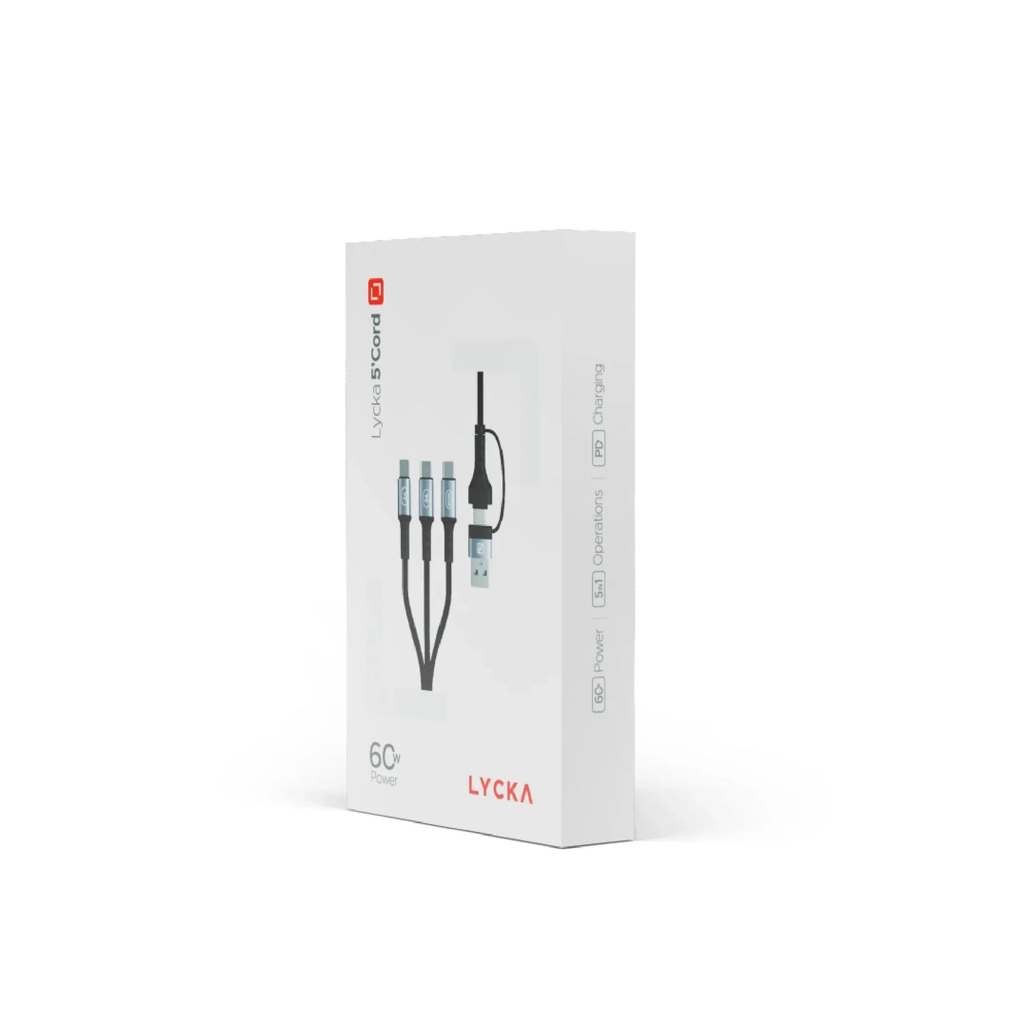Lycka 5 Cord – 5-in-1 Multi-Device Fast Charging & Data Cable (1.2M, 60W Max)